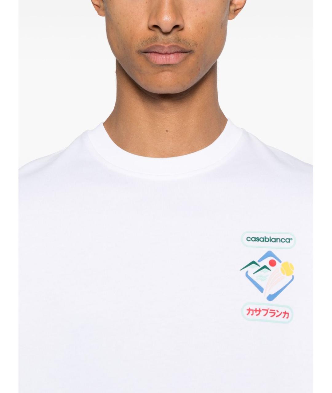 CASABLANCA Белая хлопковая футболка, фото 4