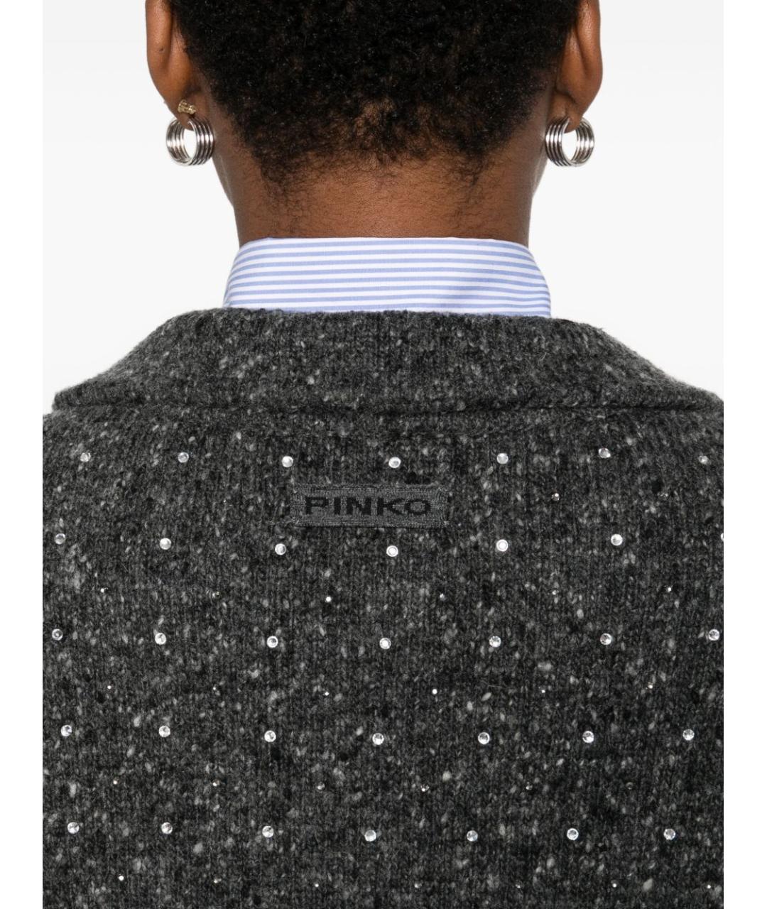 PINKO Серый шерстяной джемпер / свитер, фото 5