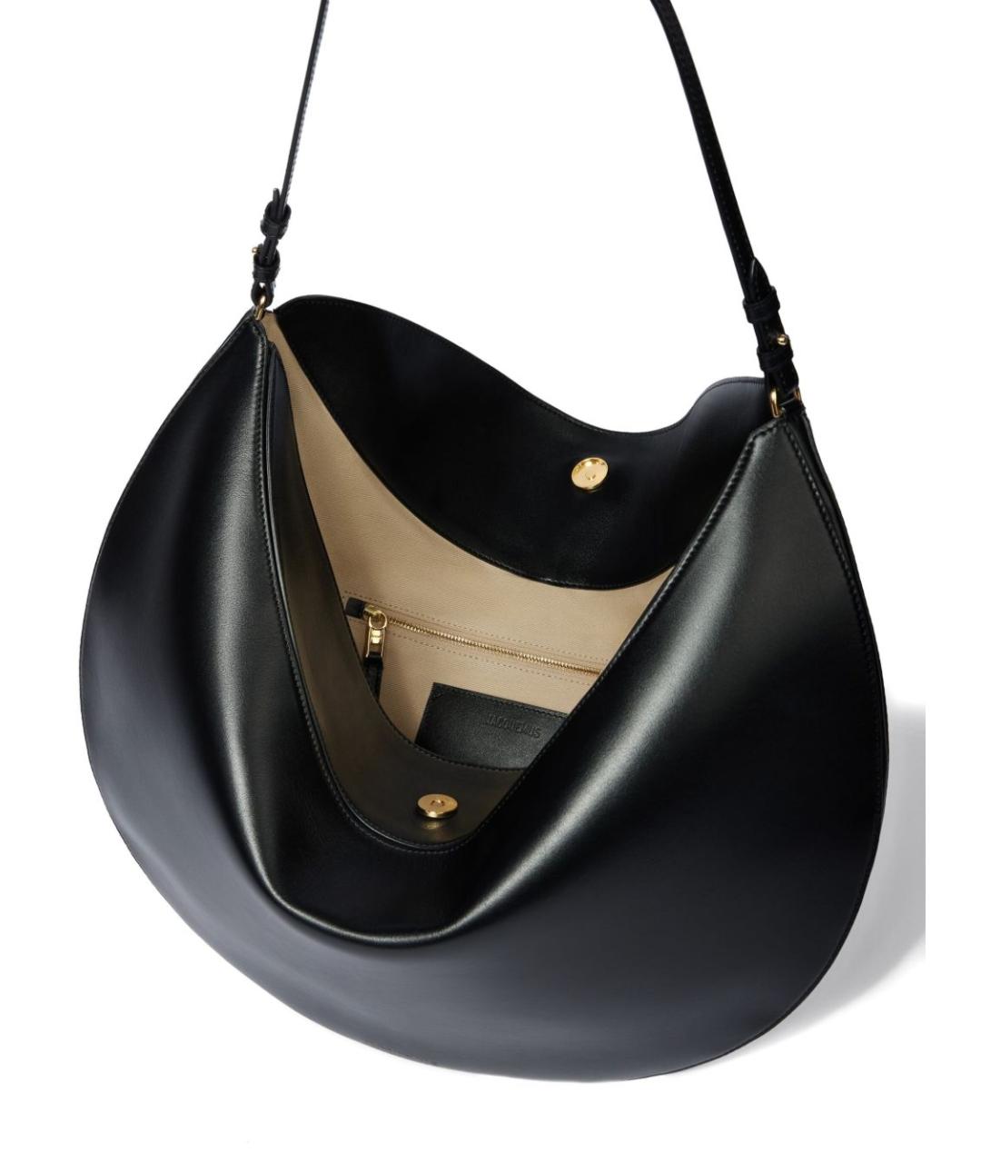 JACQUEMUS Черная кожаная сумка через плечо, фото 4