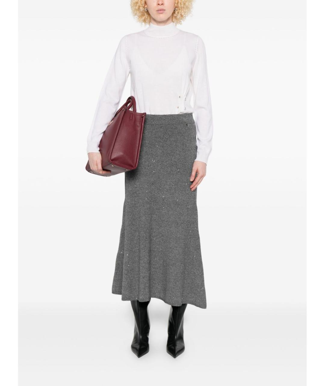 LIU JO Серая вискозная юбка макси, фото 5