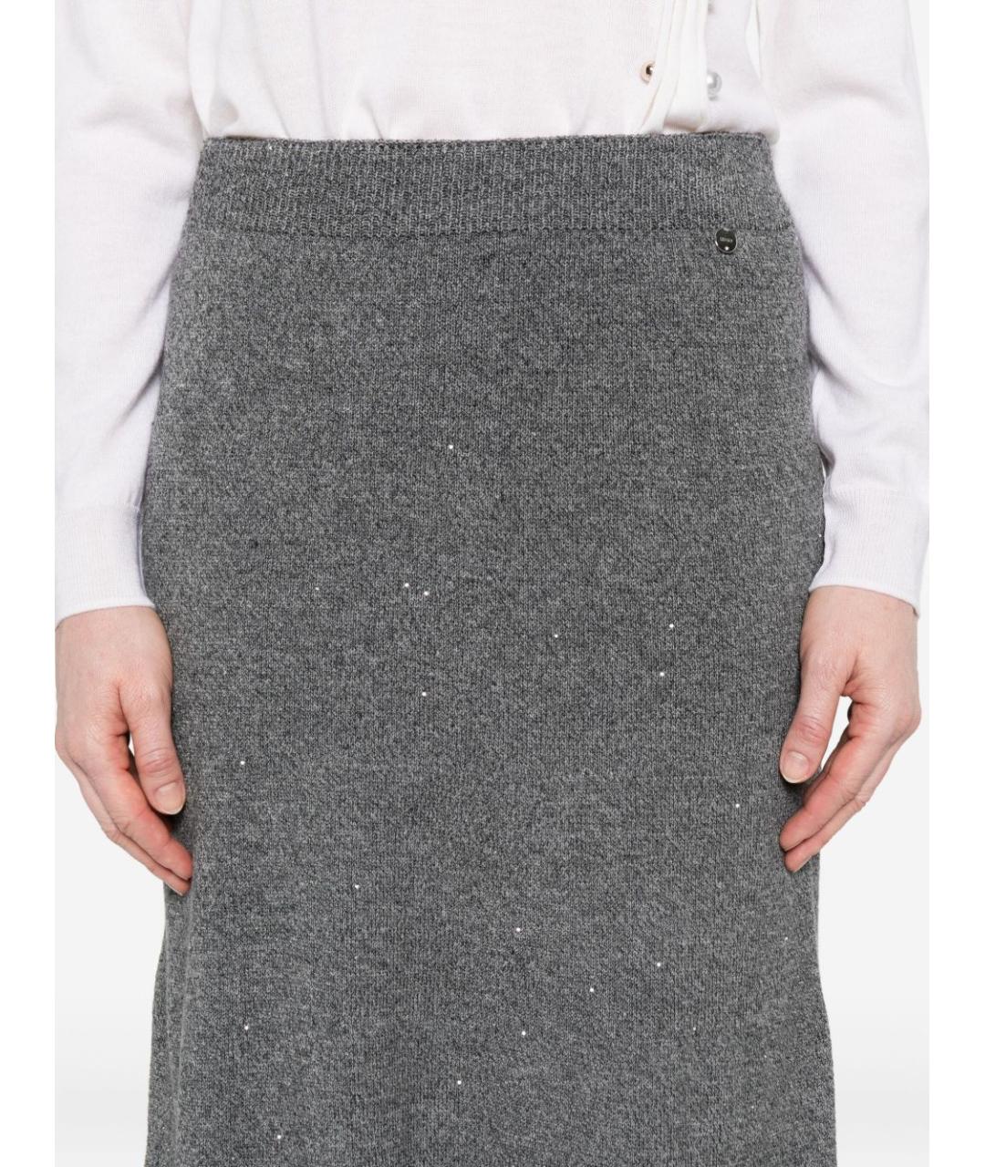LIU JO Серая вискозная юбка макси, фото 3