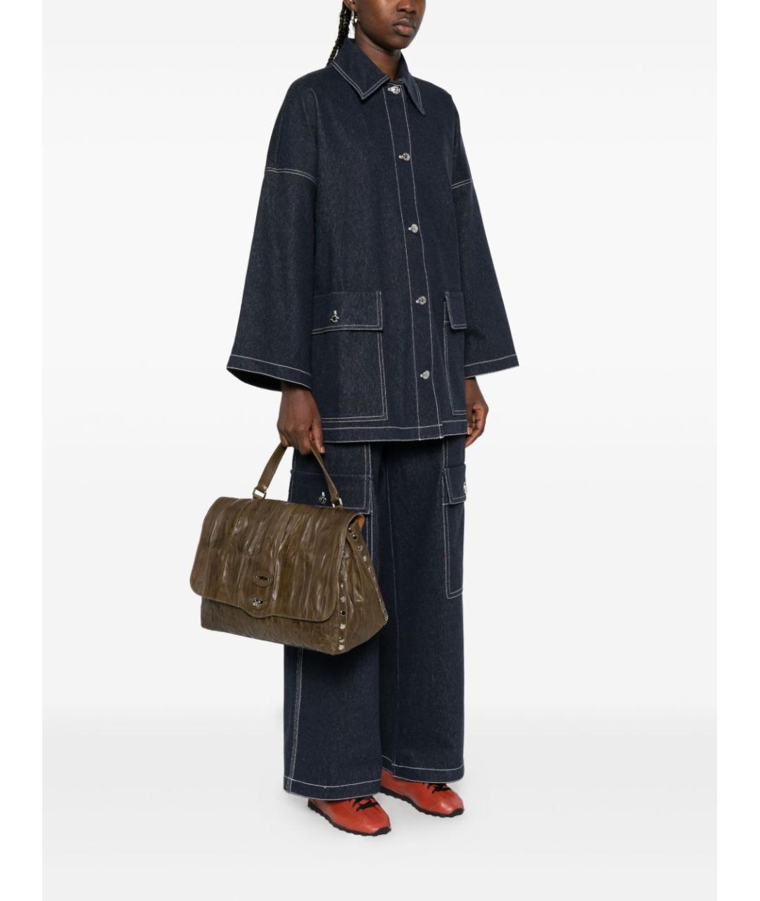 ZANELLATO Зеленая кожаная сумка тоут, фото 4