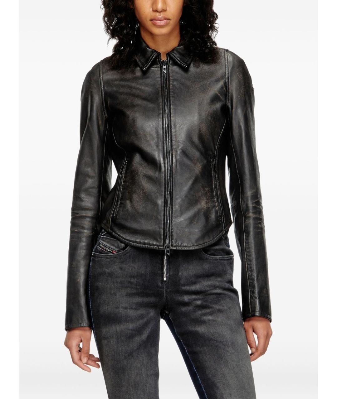 DIESEL Черная кожаная куртка, фото 4