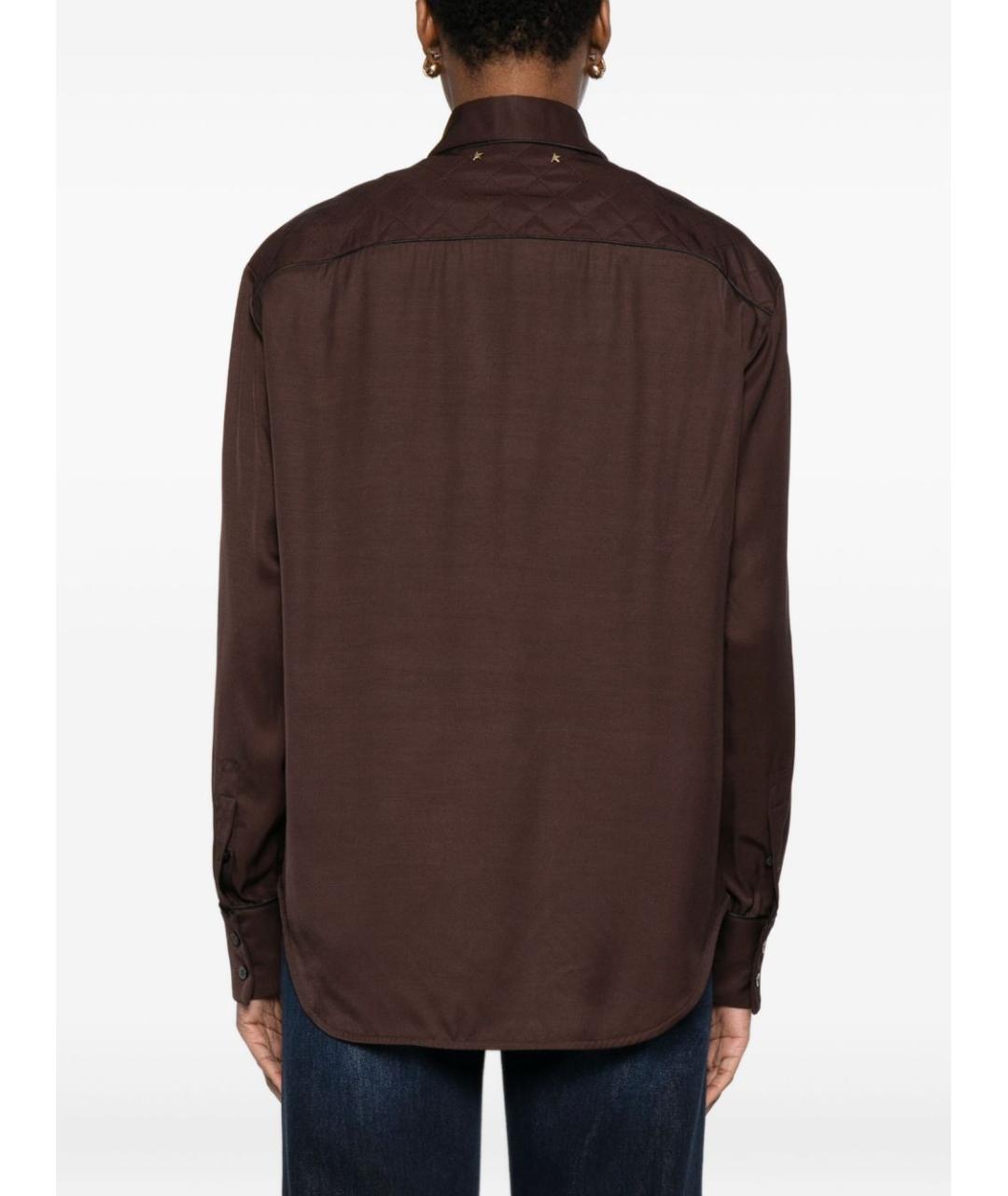 GOLDEN GOOSE DELUXE BRAND Коричневая вискозная рубашка, фото 5