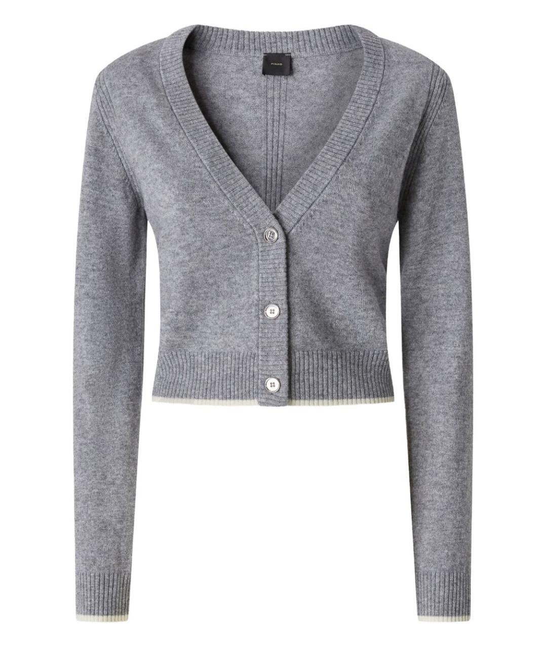 PINKO Серый шерстяной кардиган, фото 1