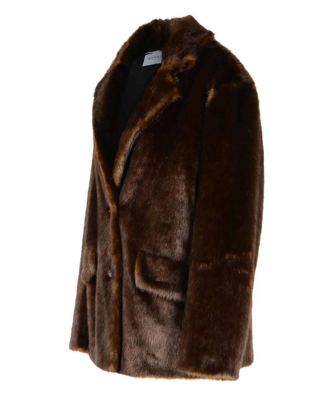 STAND STUDIO Коричневая полиамидовая шуба, фото 3