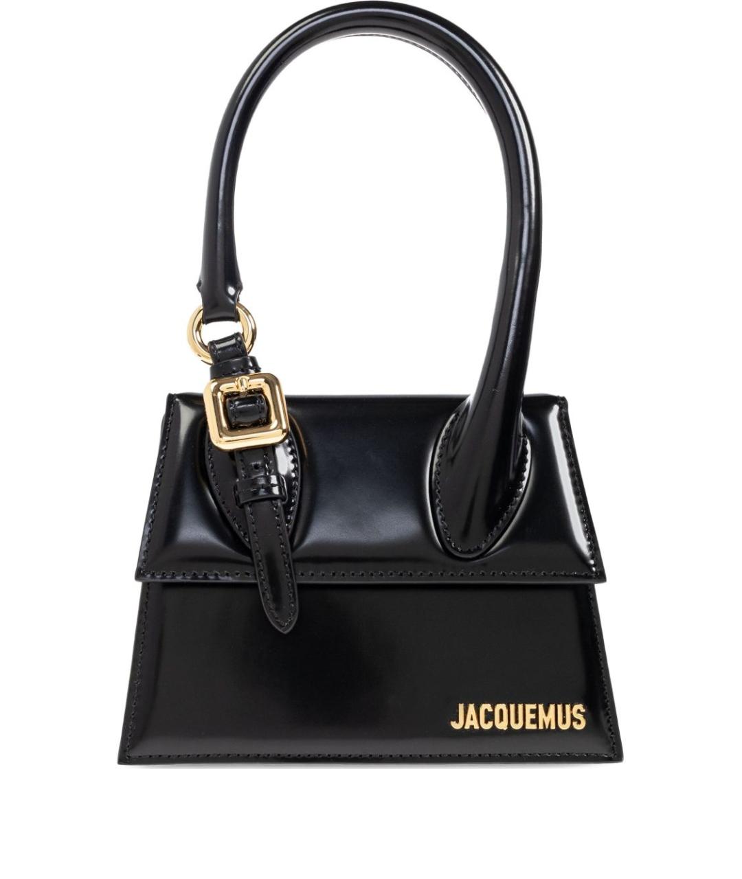 JACQUEMUS Черная кожаная сумка тоут, фото 1