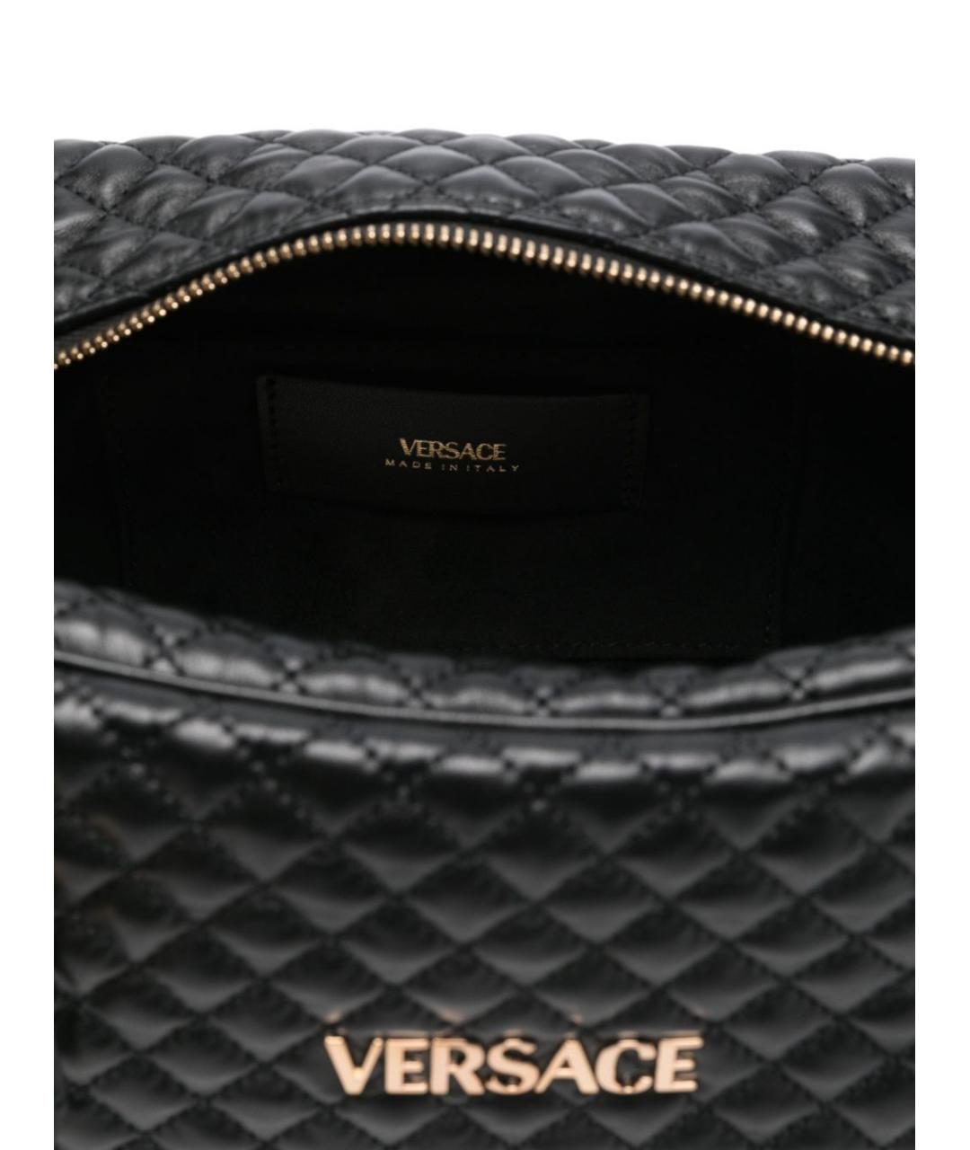 VERSACE Черная кожаная сумка тоут, фото 4