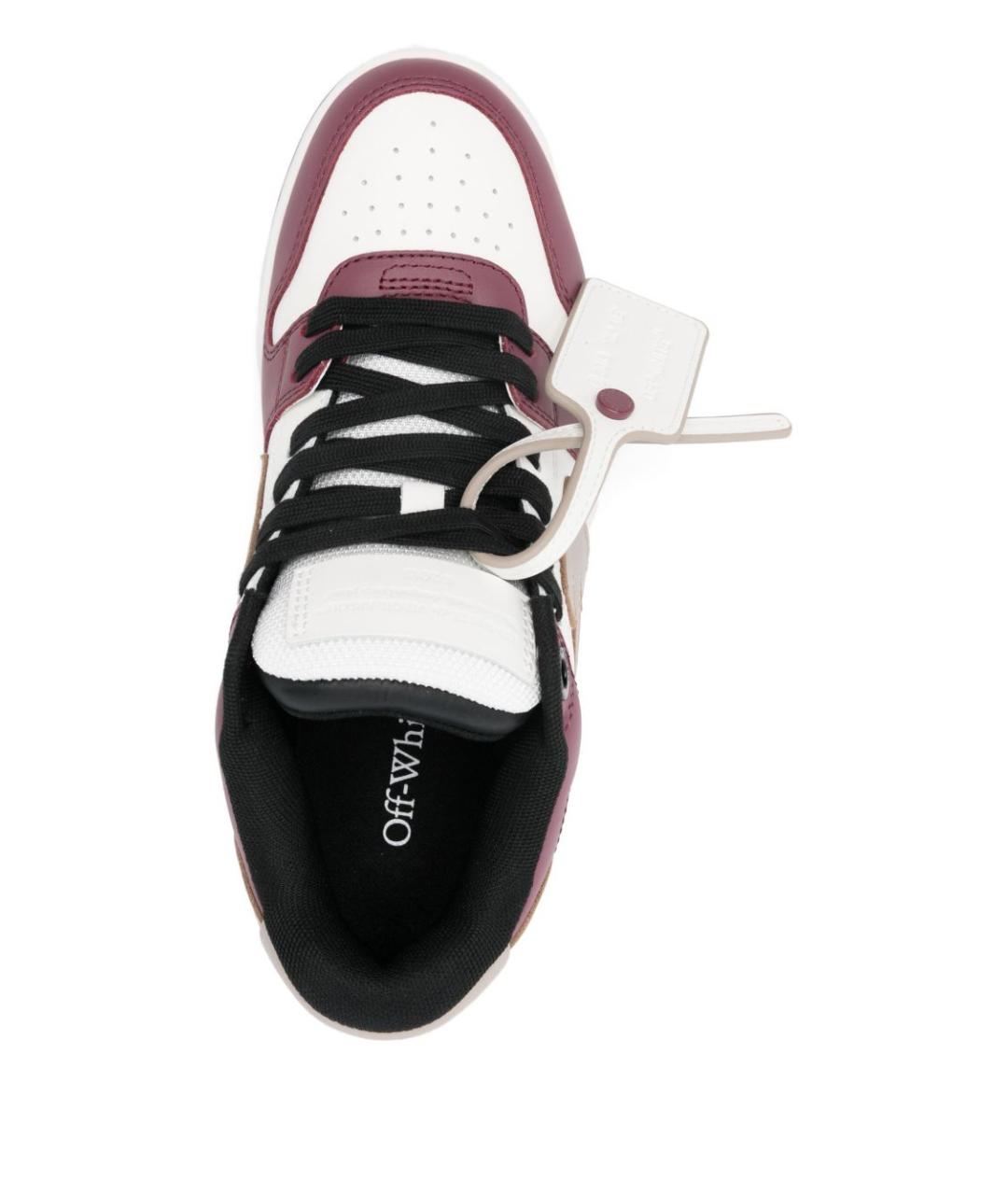 OFF-WHITE Бордовые кожаные кеды, фото 4