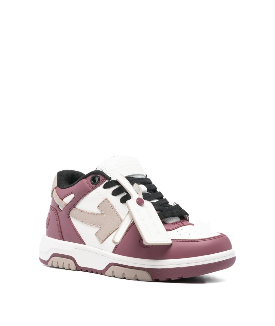 OFF-WHITE Бордовые кожаные кеды, фото 3