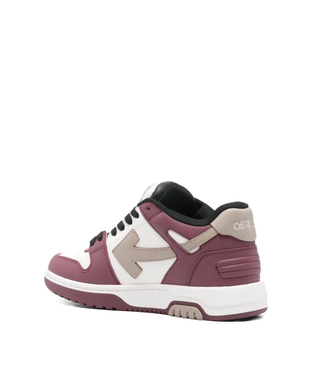 OFF-WHITE Бордовые кожаные кеды, фото 2