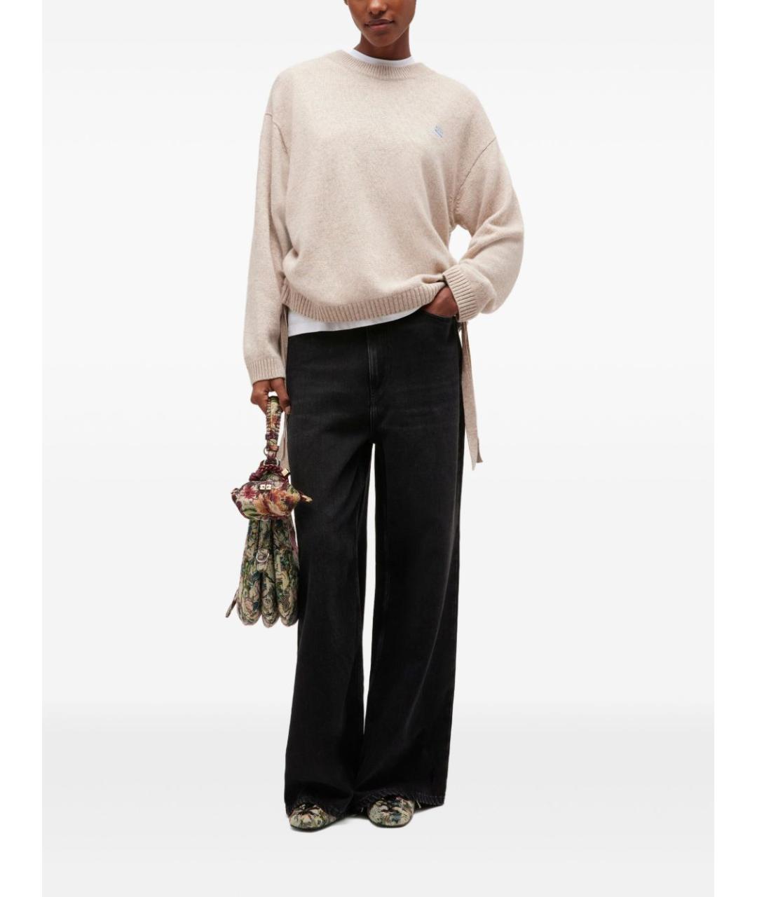 GANNI Бежевый шерстяной джемпер / свитер, фото 2