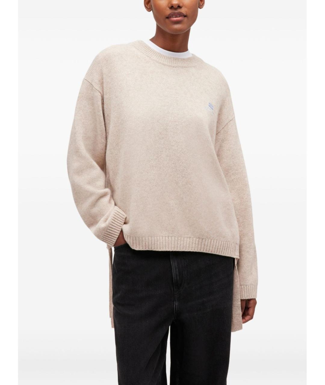 GANNI Бежевый шерстяной джемпер / свитер, фото 3