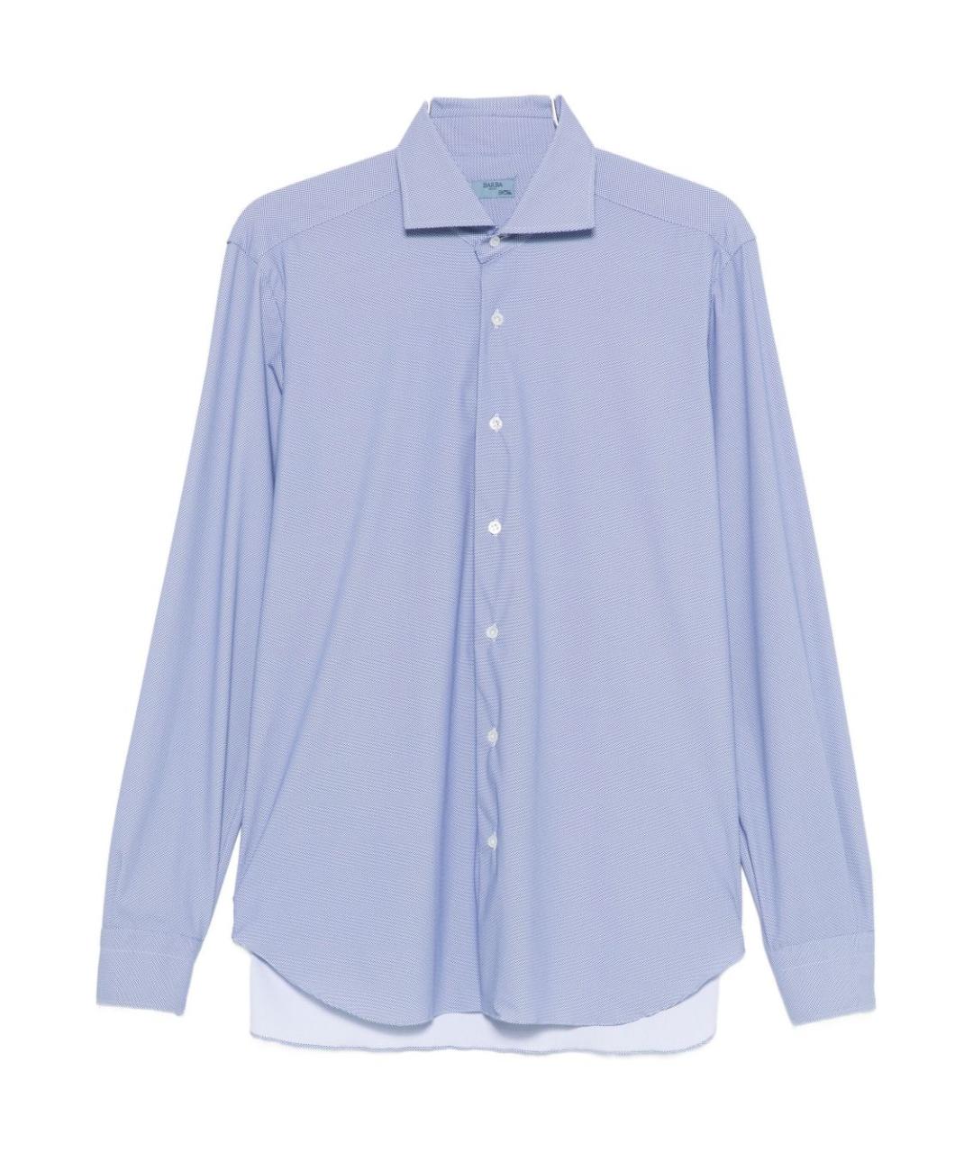 BARBA Синяя хлопковая кэжуал рубашка, фото 1