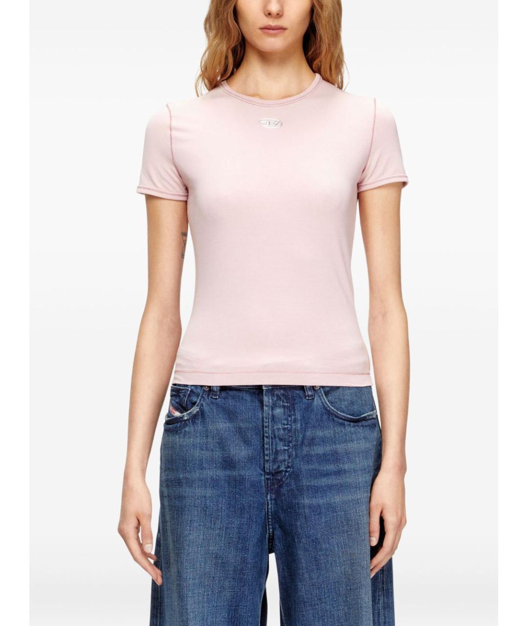 DIESEL Розовая хлопковая футболка, фото 2
