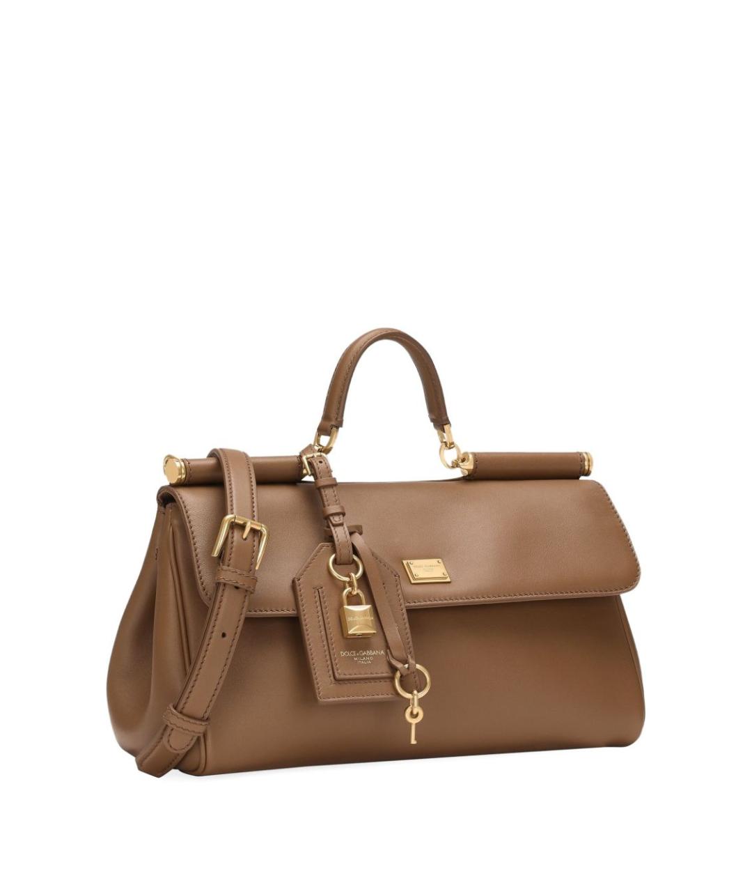 DOLCE&GABBANA Коричневая кожаная сумка тоут, фото 3