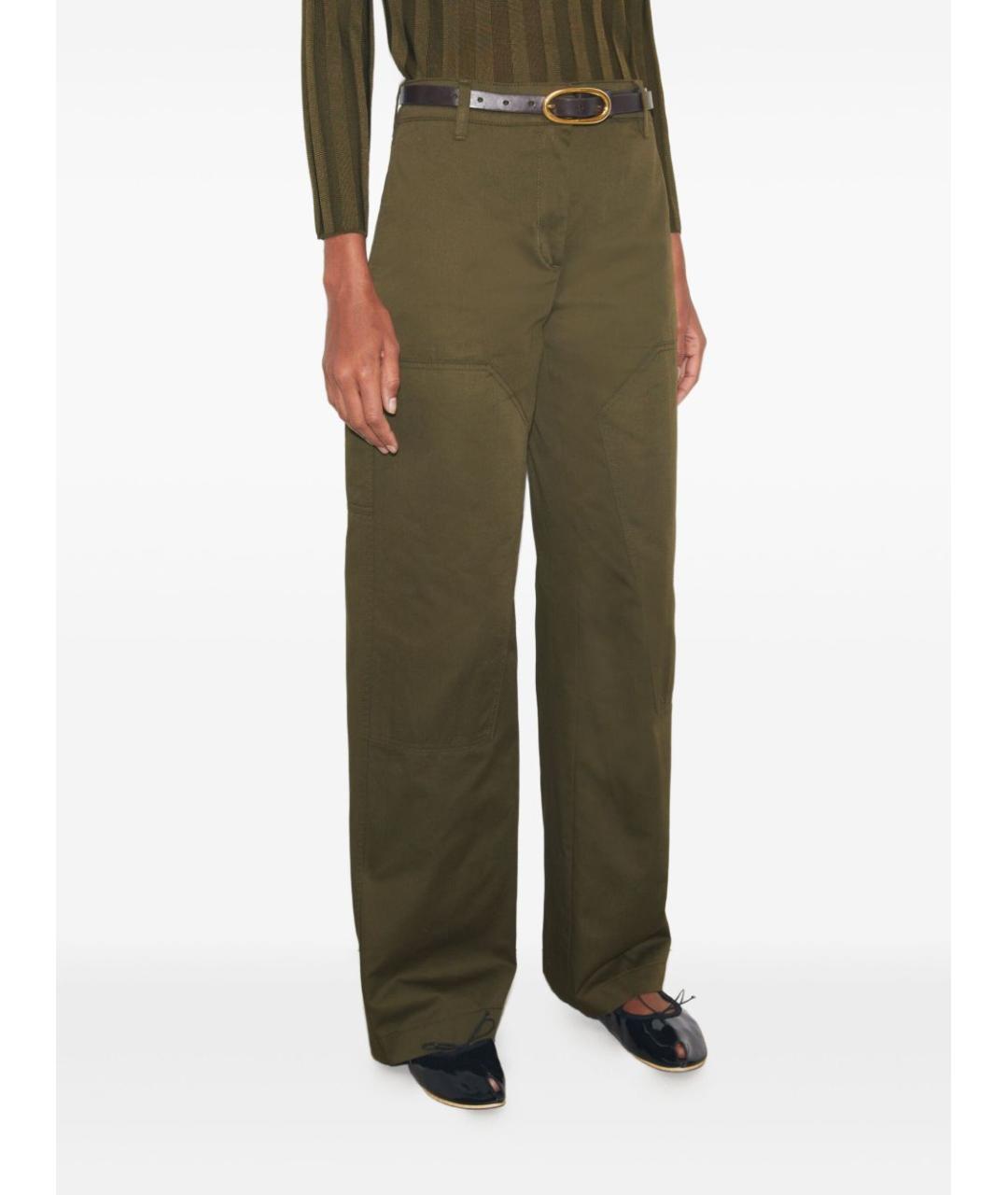 TORY BURCH Зеленые хлопковые прямые брюки, фото 3