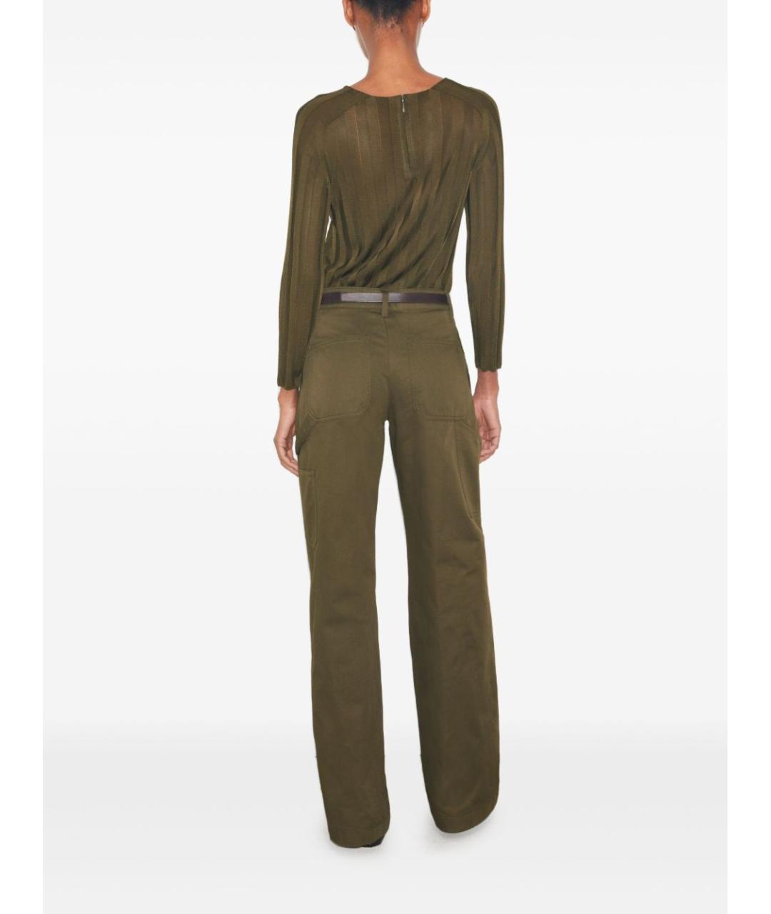 TORY BURCH Зеленые хлопковые прямые брюки, фото 4