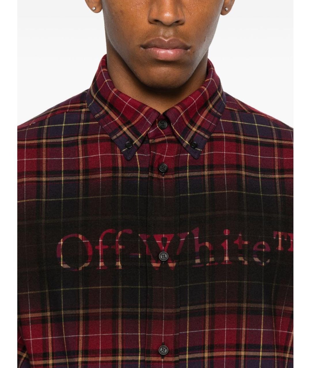 OFF-WHITE Бордовая хлопковая классическая рубашка, фото 5