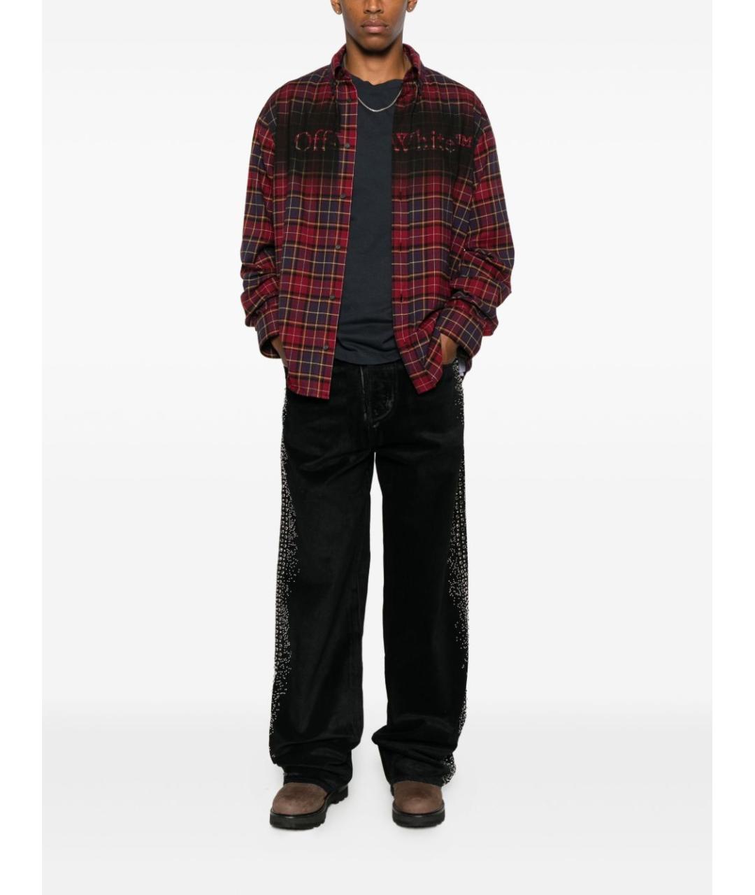 OFF-WHITE Бордовая хлопковая классическая рубашка, фото 3