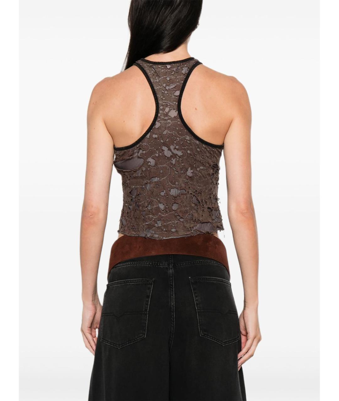 DIESEL Коричневая хлопковая майка, фото 5