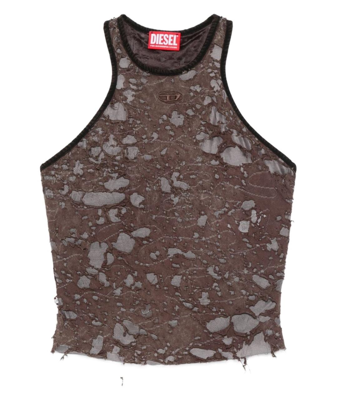 DIESEL Коричневая хлопковая майка, фото 1