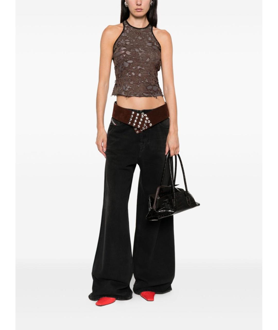 DIESEL Коричневая хлопковая майка, фото 4