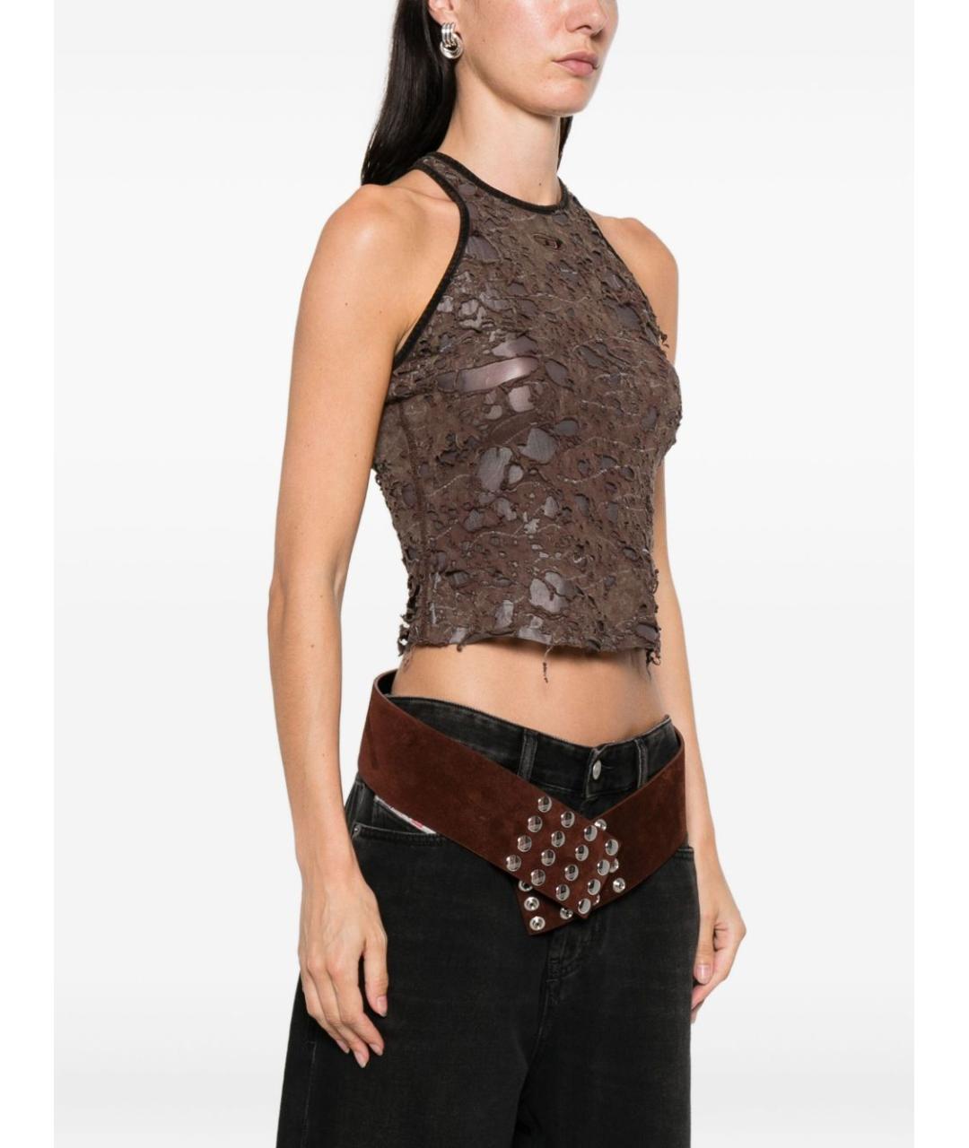 DIESEL Коричневая хлопковая майка, фото 3