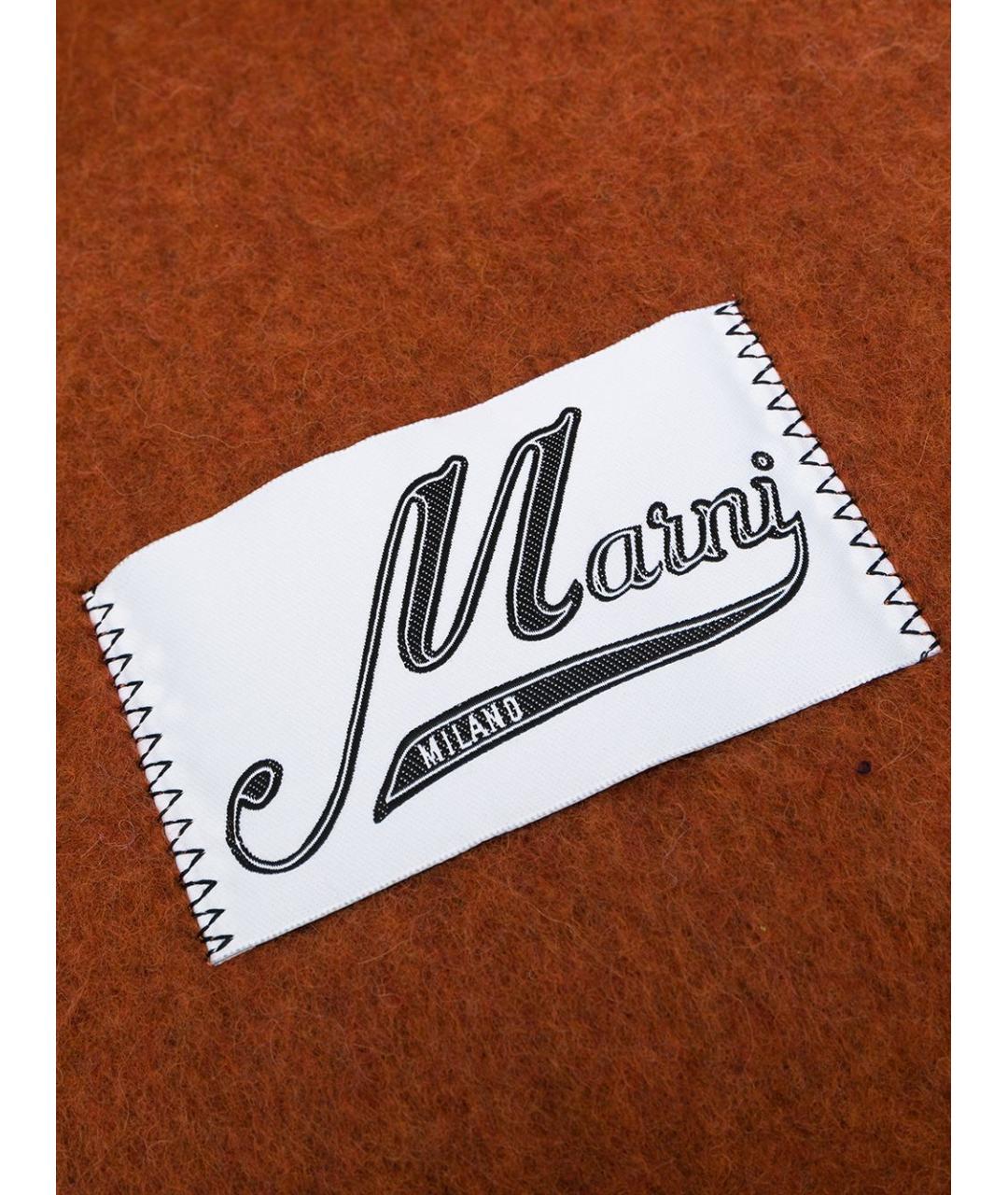 MARNI Коричневый шерстяной шарф, фото 2