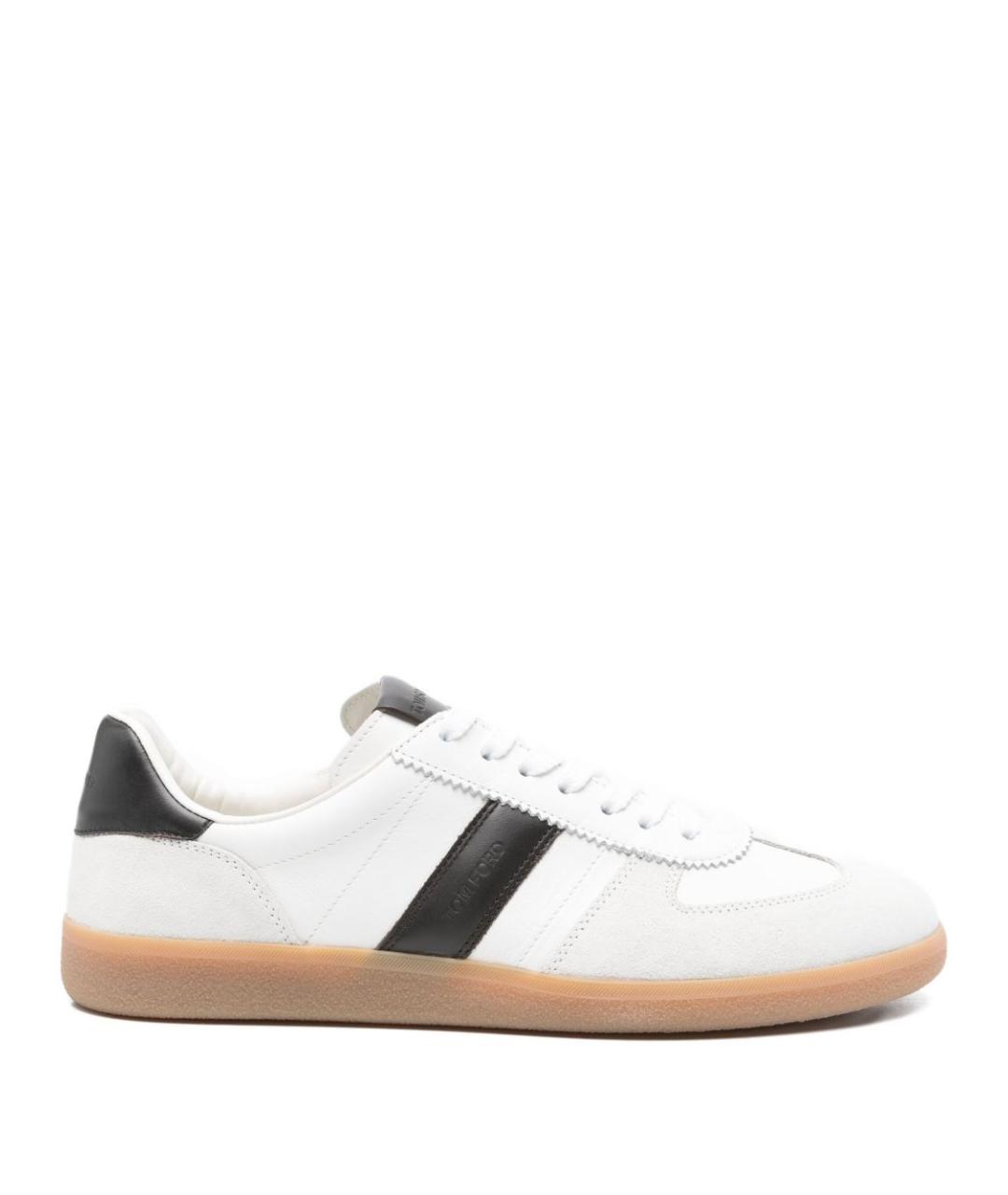 TOM FORD Белые кожаные низкие кроссовки / кеды, фото 1