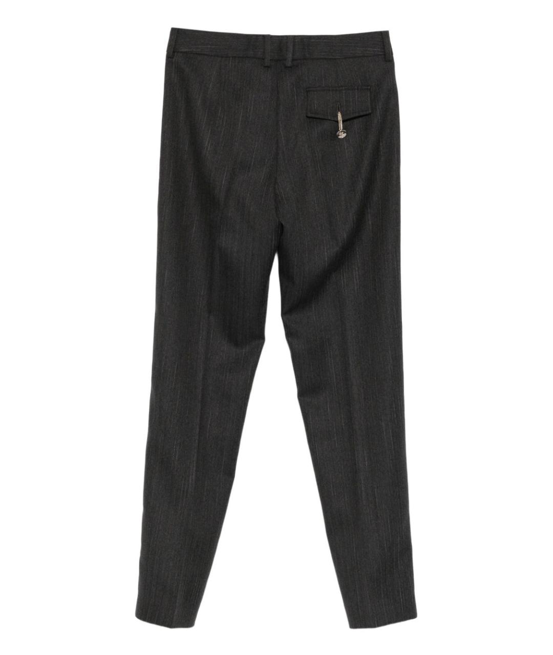 LIU JO Антрацитовые полиэстеровые прямые брюки, фото 3