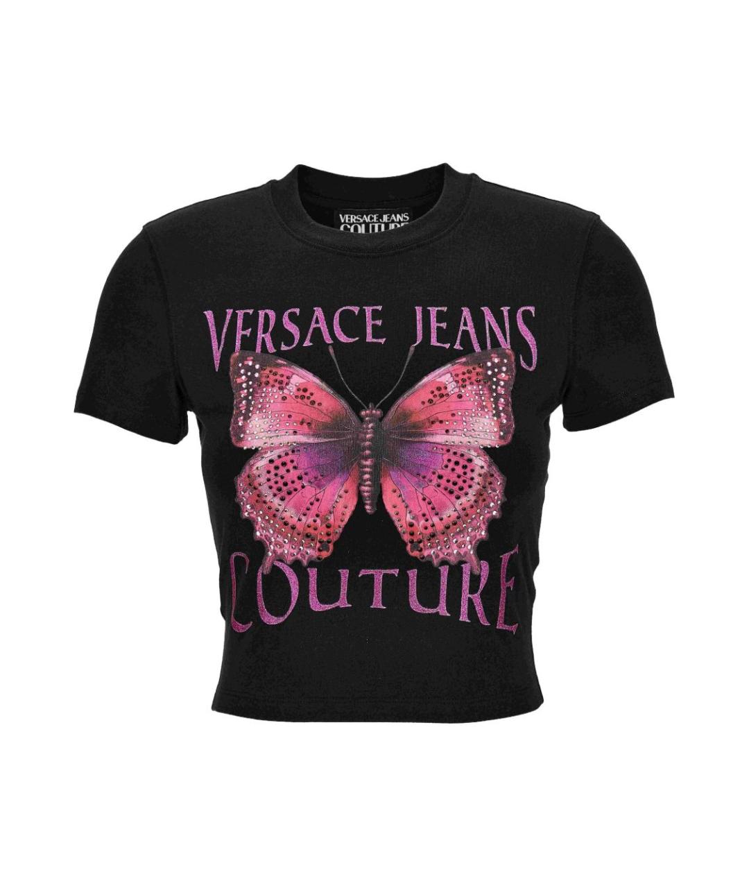 VERSACE JEANS COUTURE Черная хлопковая футболка, фото 1