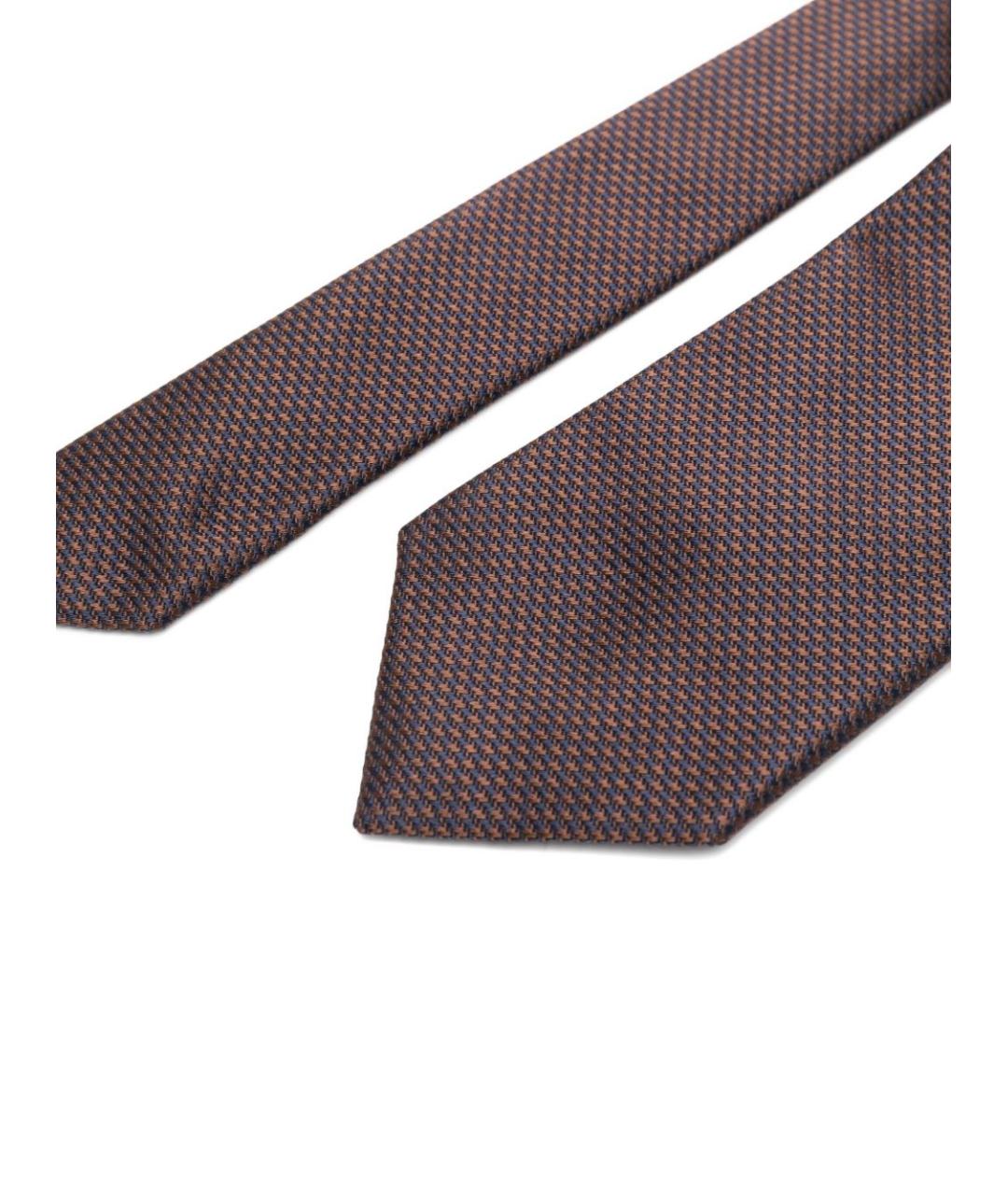 CORNELIANI Коричневый шелковый галстук, фото 2