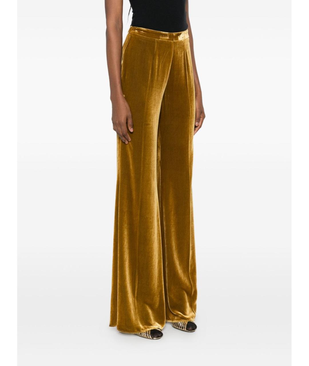 FORTE FORTE Золотые вискозные прямые брюки, фото 2