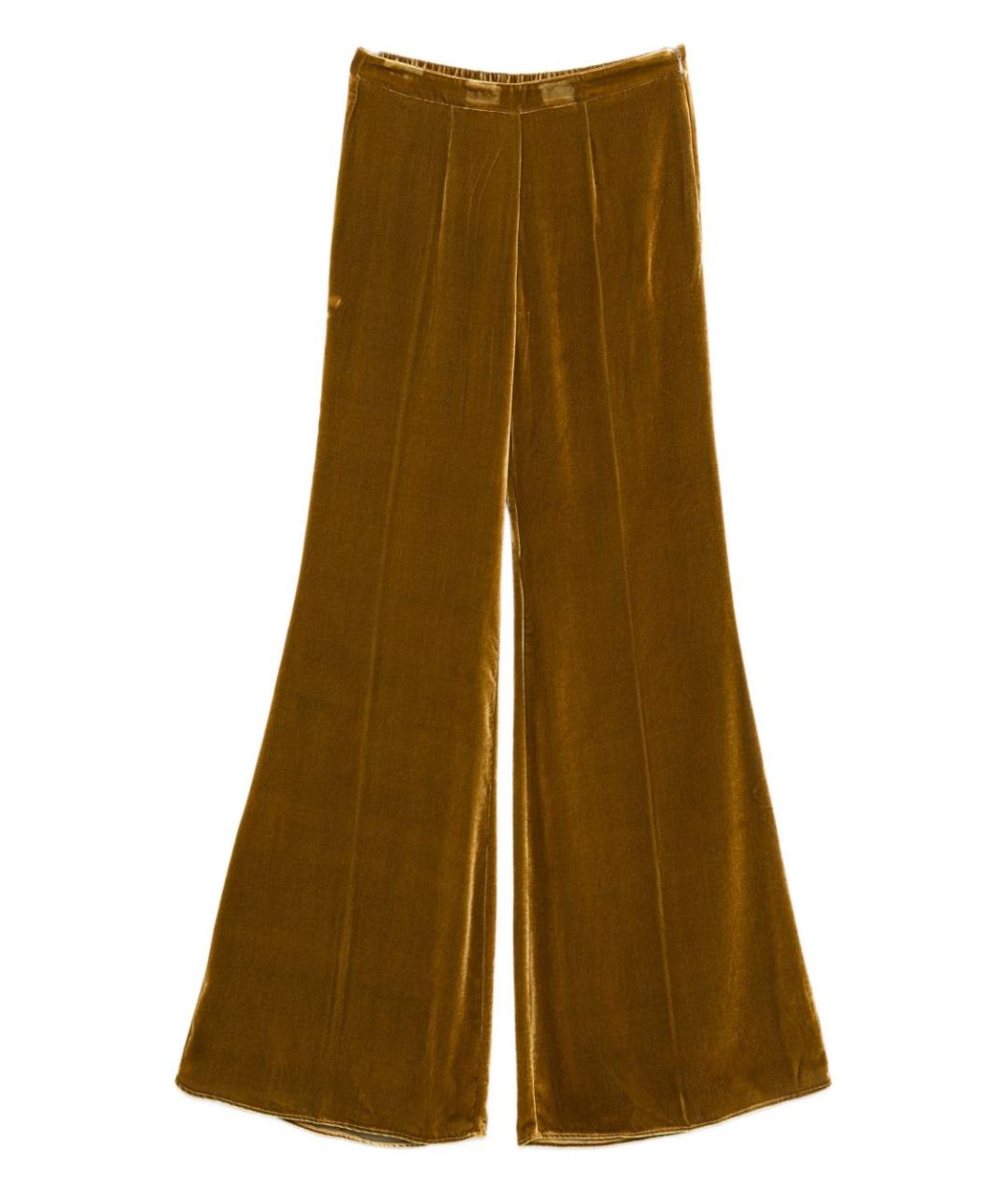 FORTE FORTE Золотые вискозные прямые брюки, фото 1