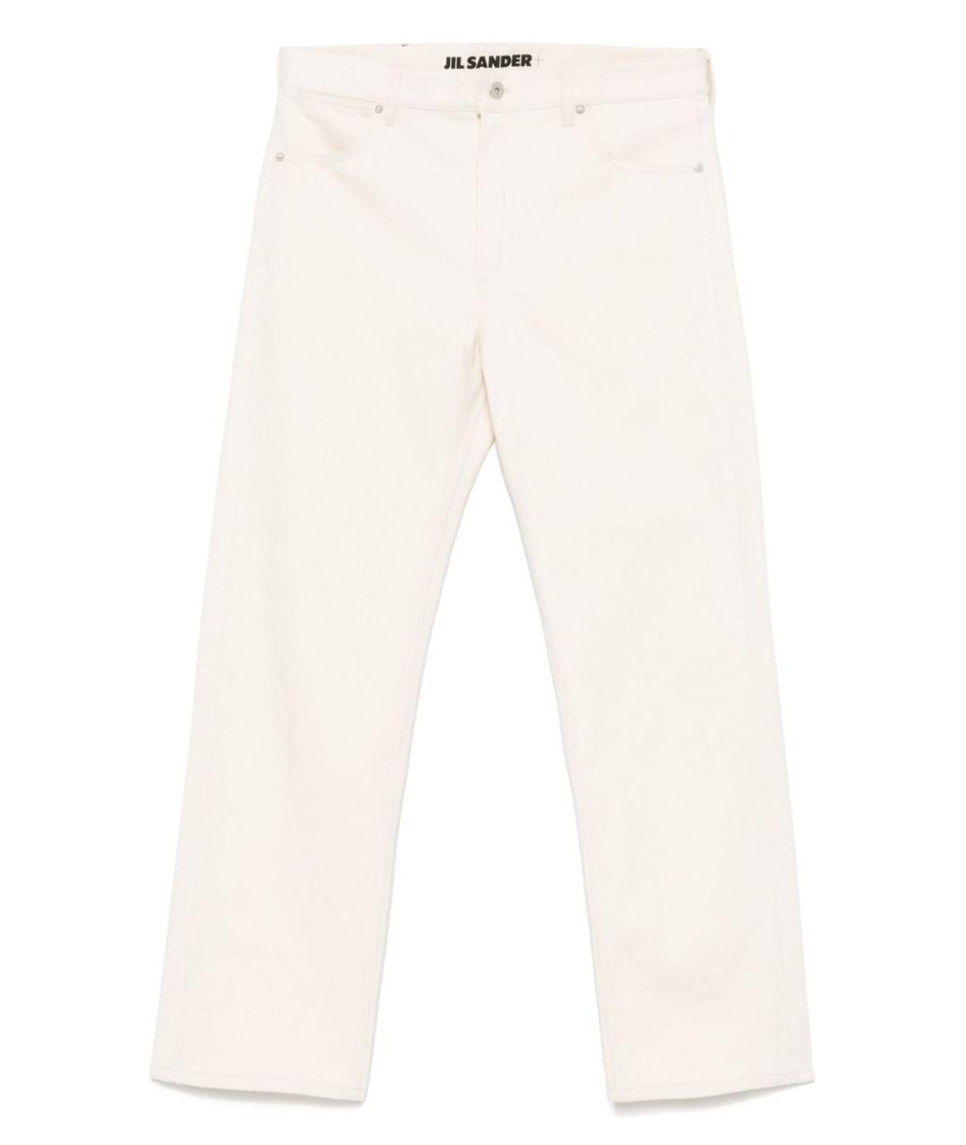 JIL SANDER Белые хлопковые прямые джинсы, фото 1