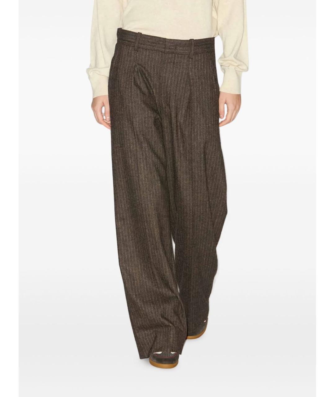 ISABEL MARANT Коричневые шерстяные прямые брюки, фото 2