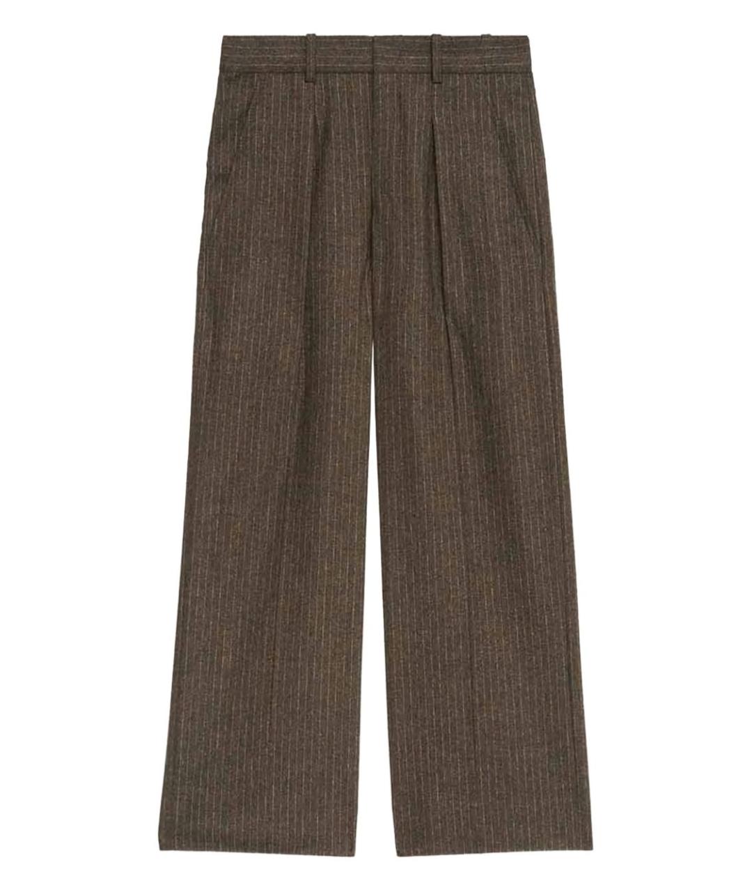 ISABEL MARANT Коричневые шерстяные прямые брюки, фото 1