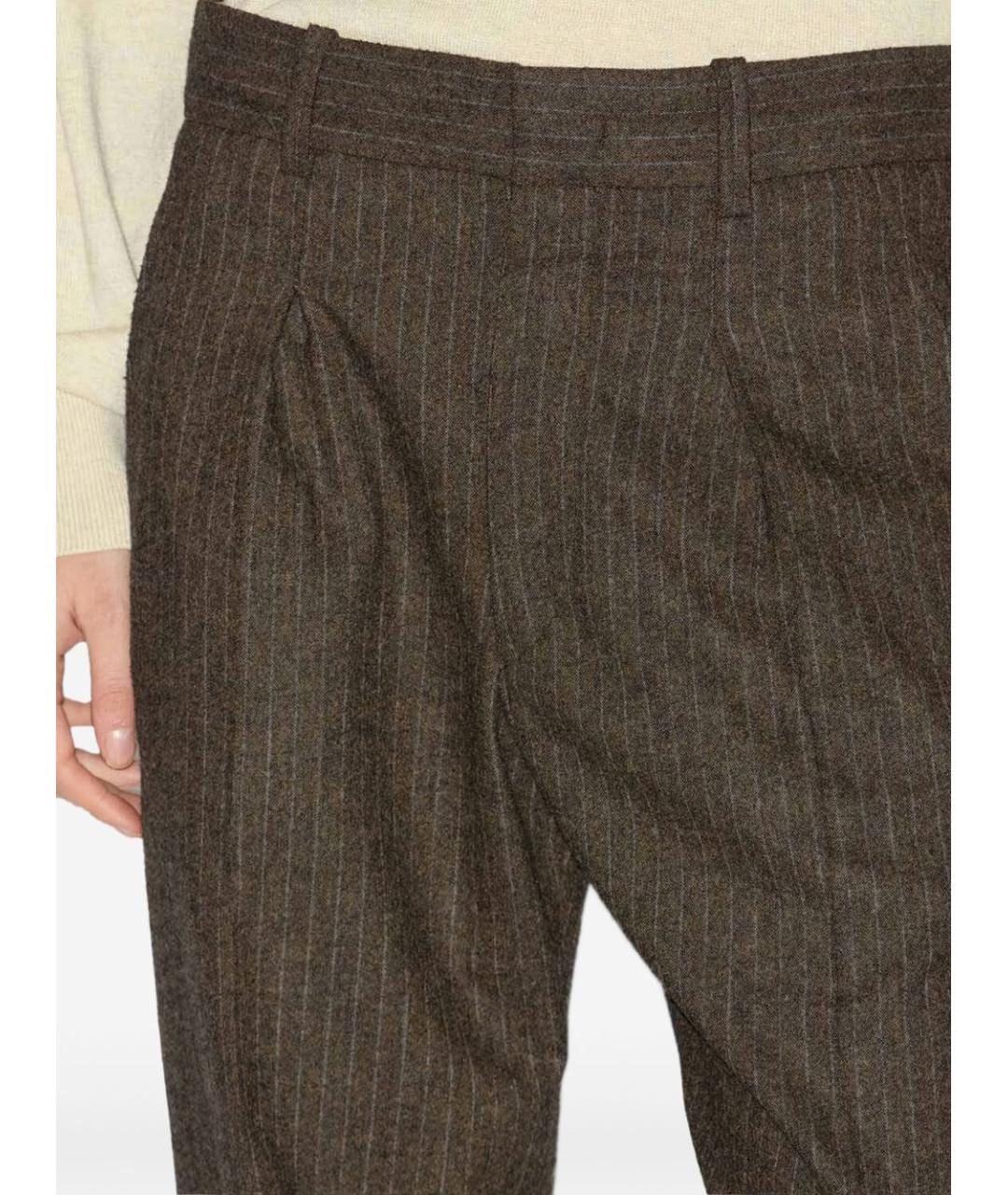 ISABEL MARANT Коричневые шерстяные прямые брюки, фото 4