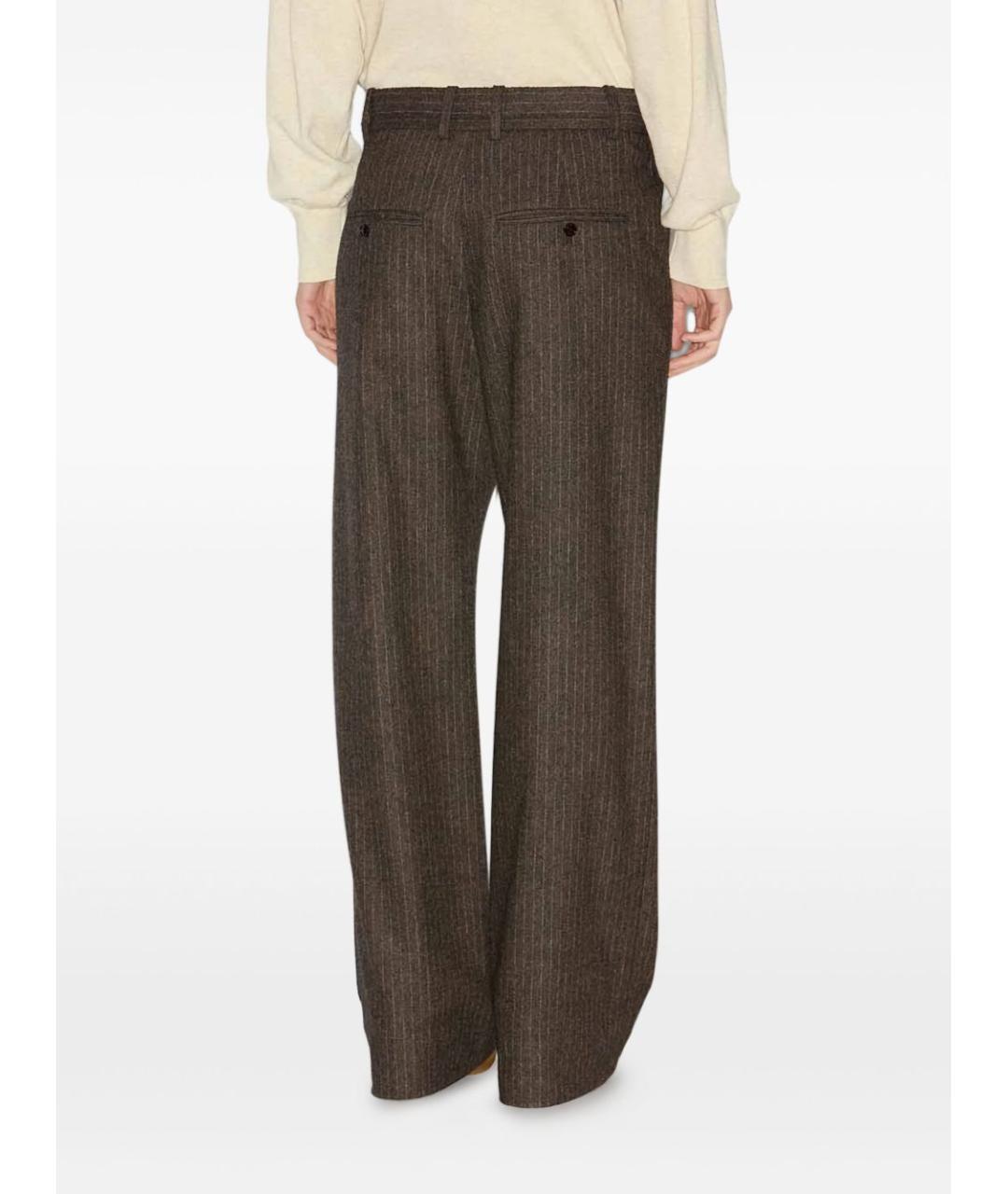 ISABEL MARANT Коричневые шерстяные прямые брюки, фото 3
