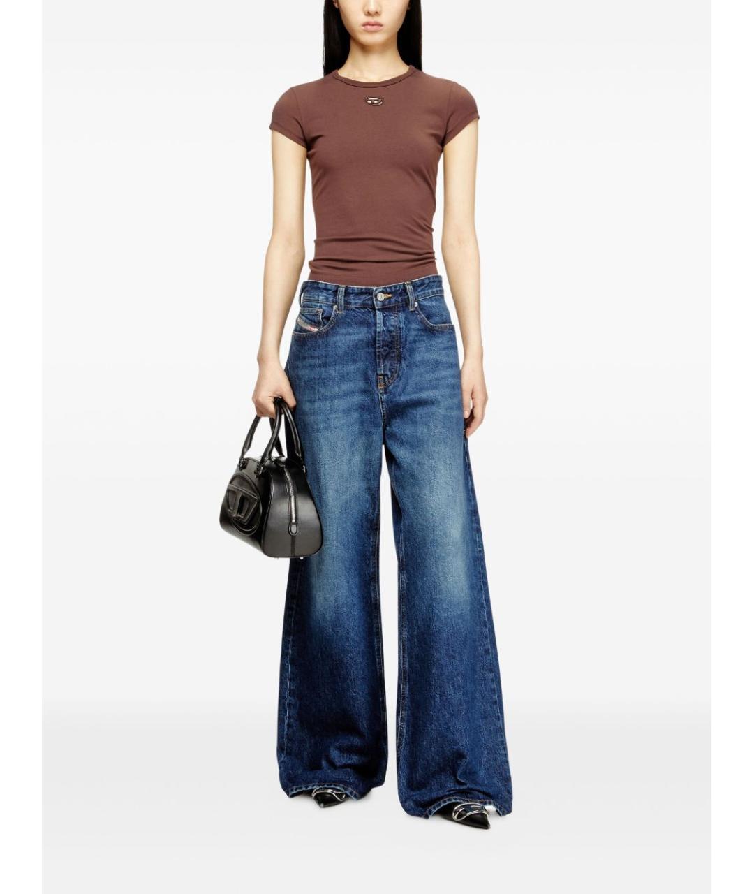 DIESEL Коричневая хлопковая футболка, фото 2