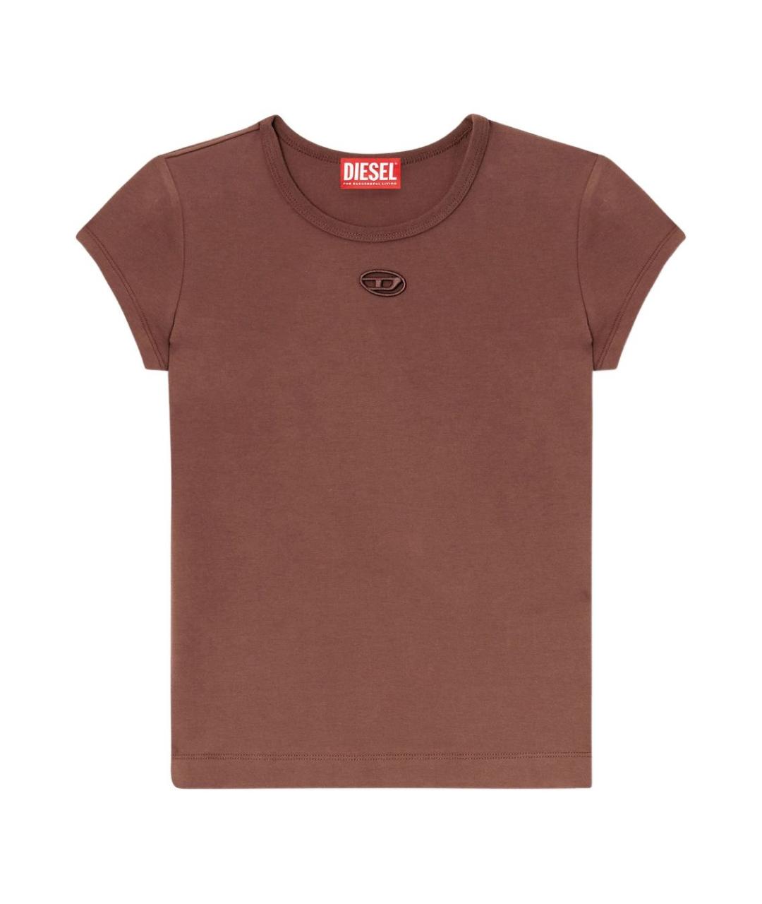DIESEL Коричневая хлопковая футболка, фото 1
