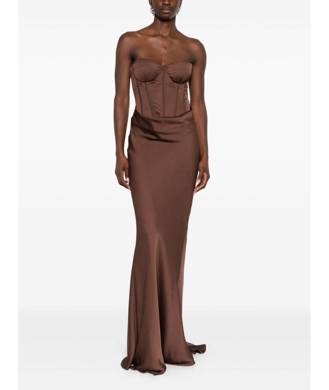 ROTATE Коричневое полиэстеровое вечернее платье, фото 2