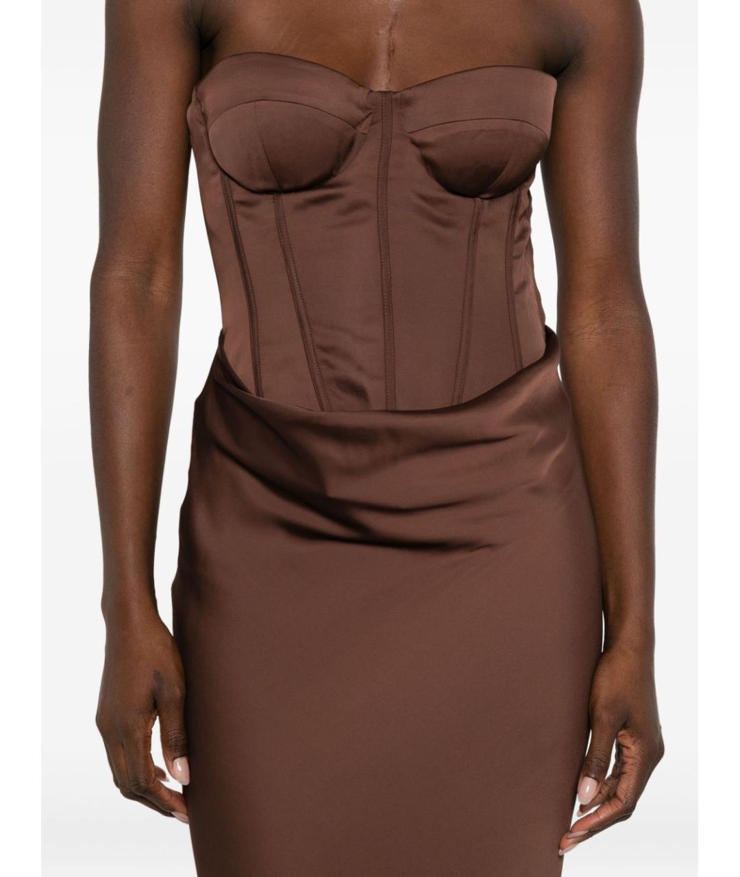 ROTATE Коричневое полиэстеровое вечернее платье, фото 4