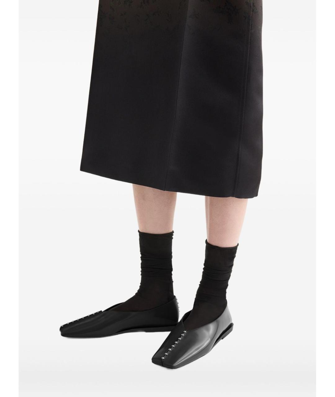 JIL SANDER Черные кожаные балетки, фото 2