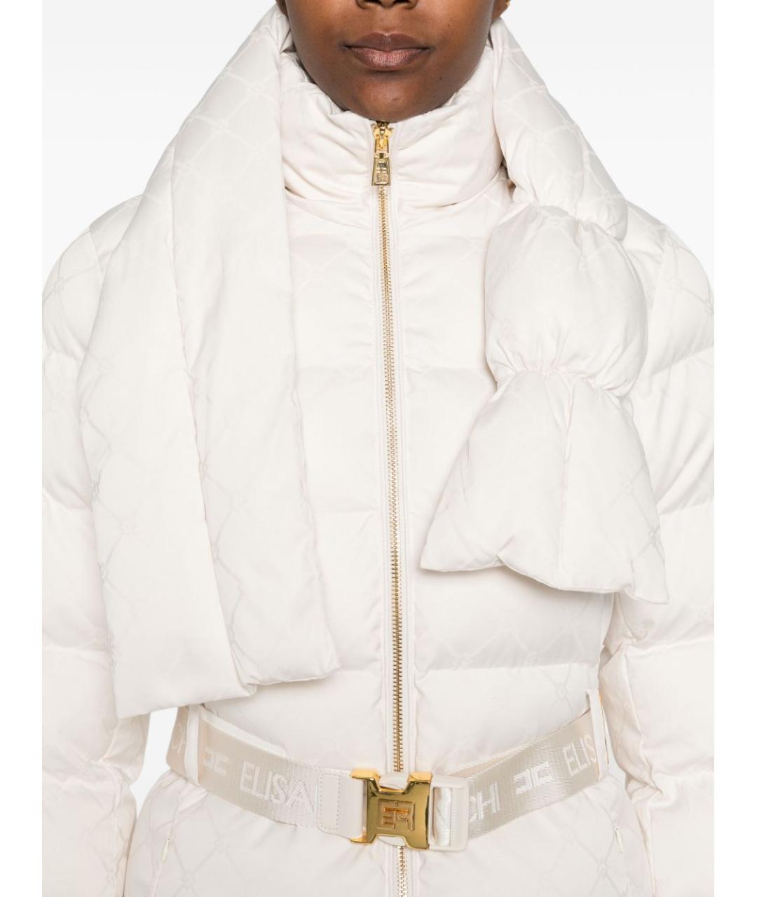 ELISABETTA FRANCHI Белый полиэстеровый пуховик, фото 2