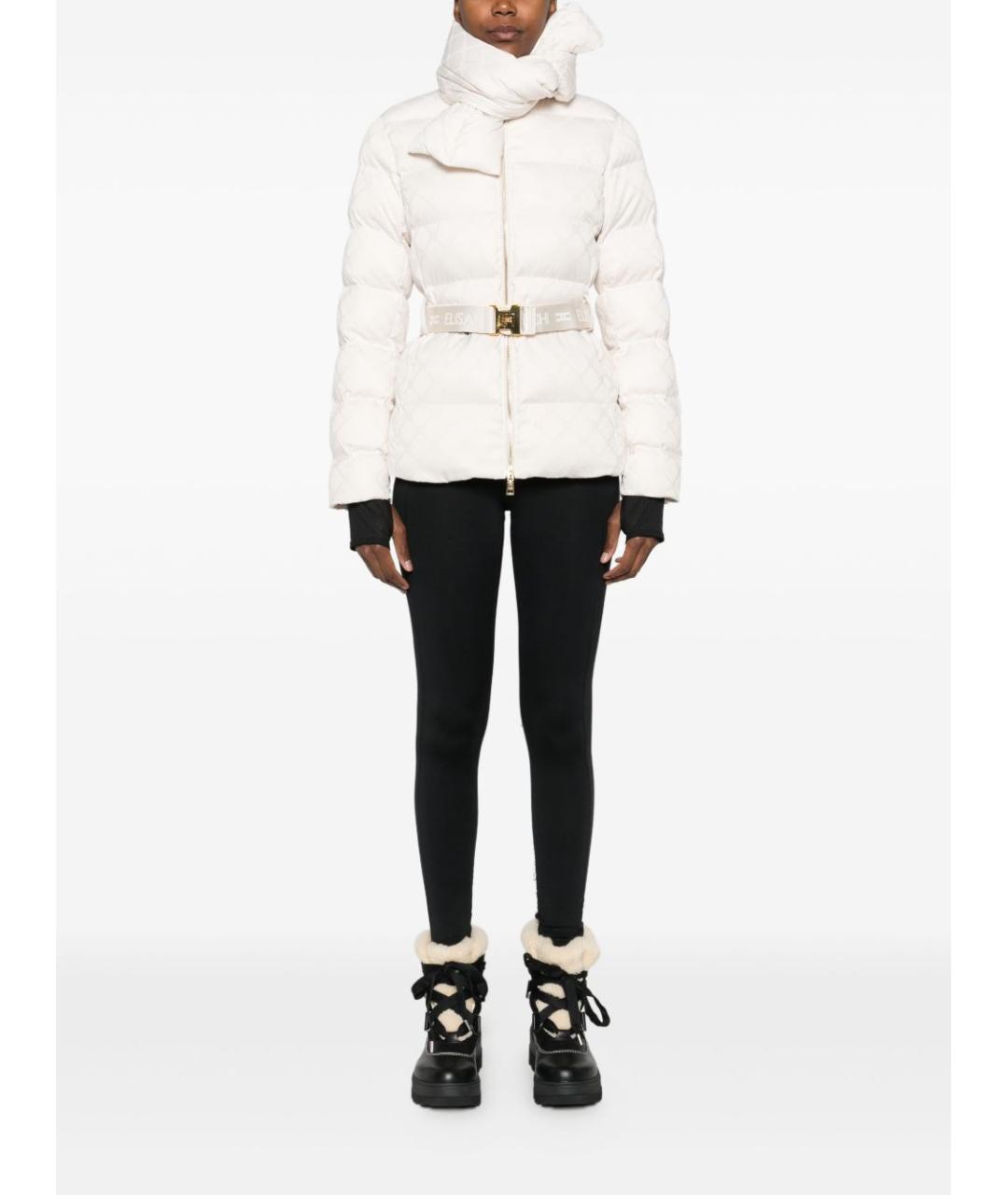 ELISABETTA FRANCHI Белый полиэстеровый пуховик, фото 3
