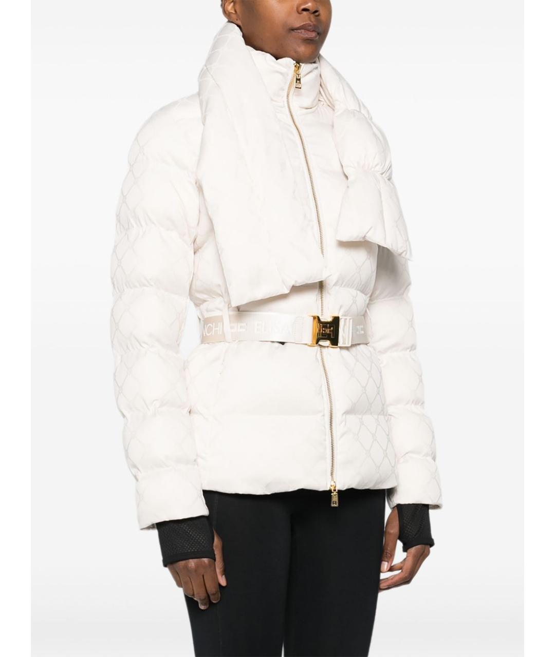 ELISABETTA FRANCHI Белый полиэстеровый пуховик, фото 5