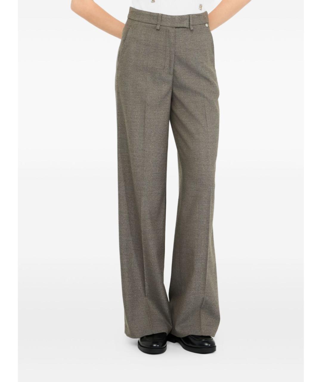 LIU JO Серые полиэстеровые прямые брюки, фото 4