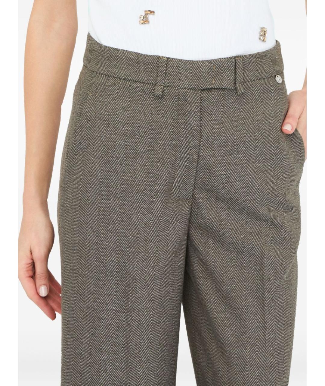 LIU JO Серые полиэстеровые прямые брюки, фото 2